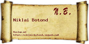 Niklai Botond névjegykártya